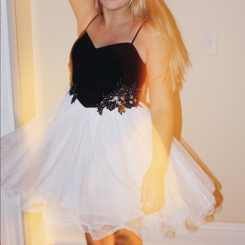 beaded black and white HC dress